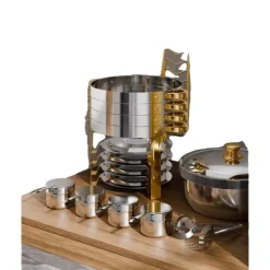 Tilbehør Til Madservering>Chafing Dish Buffet Sæt, Rustfrit Stål, Sammenklappelig Stativ,4 pak guld