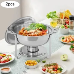 Chafing dish buffetsæt, 4,5 L madvarmer, rustfrit stål, guld, alkoholdrevet, selvbetjening til fester/bryllupper Clearance
