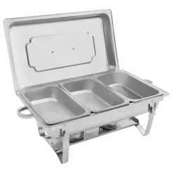 Chafing dish buffetvarmer, hvid, 6/9 L, 3×3 L indsatsbakker, til storkøkken, catering & buffet Hot