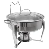 Chafing Dish Buffetvarmer - Rund Spiritusopvarmet - 6 l - Glaslåg - Rustfrit Stål - Til Buffet & Fest Discount