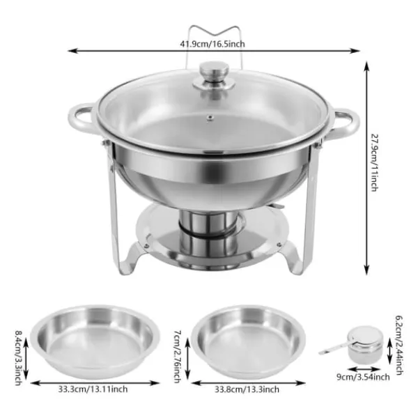 Madopvarmere>Chafing Dish Sæt - Buffetvarmer Bordmodel - Sæt med 2 - Med Låg - Rustfrit Stål