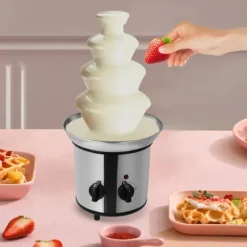 Chokoladefontæne - Elektrisk - 4 niveauer - 170 W - Stor kapacitet - Fest & bryllup - Sølv Best