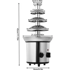 Chokoladefontæne - Elektrisk - 4 niveauer - 170 W - Stor kapacitet - Fest & bryllup - Sølv Best