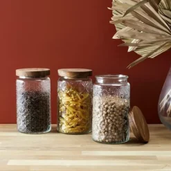 Cisele krukke med akacielåg 1l farvet glas Online