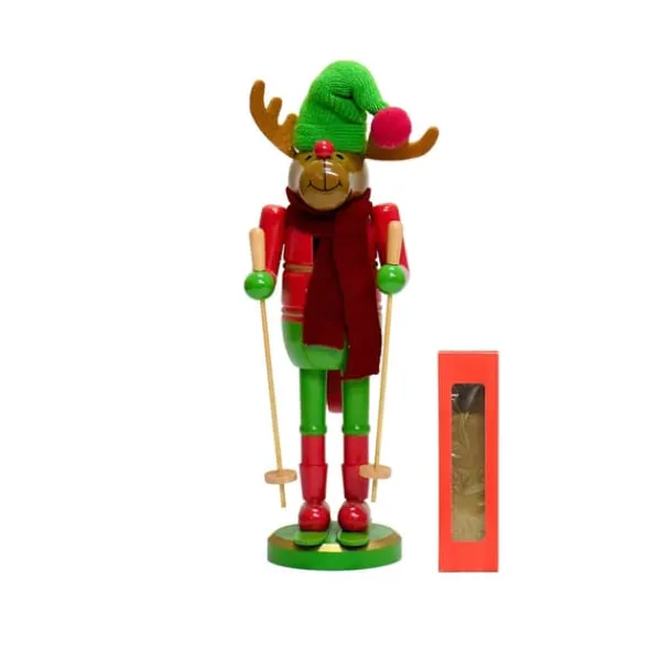 30CM juleslæde, valnøddeklemme, valnøddesoldat, massiv trædekorationsgave, håndværksmæssig pynt Clearance