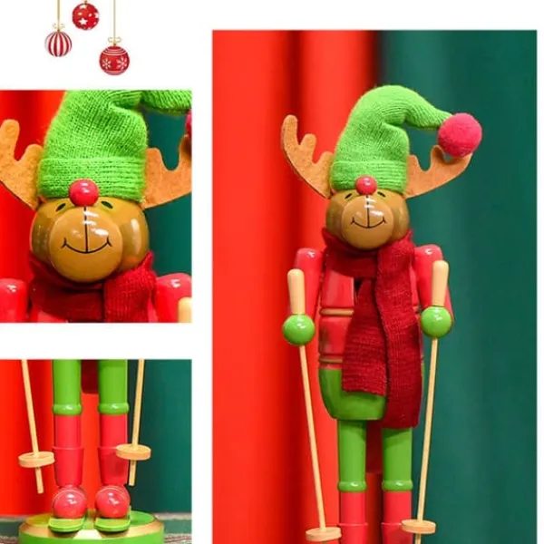 30CM juleslæde, valnøddeklemme, valnøddesoldat, massiv trædekorationsgave, håndværksmæssig pynt Clearance