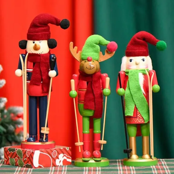 30CM juleslæde, valnøddeklemme, valnøddesoldat, massiv trædekorationsgave, håndværksmæssig pynt Clearance