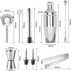 Cocktailset 9-dele Barset 550 ml Shaker rustfrit stål Hot