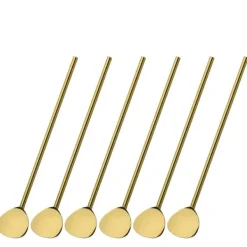 Bestik>Cocktailskeer med sugerør, 6 stk., 20 cm, rustfrit stål, guldfarvet Coffee Culture / Cilio