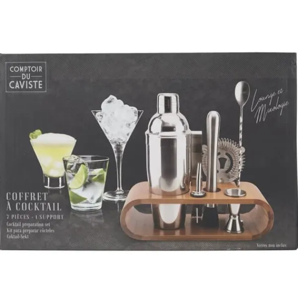 Barudstyrssæt>Cocktailsæt med bambusbakke