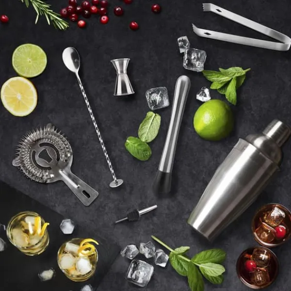 Barudstyrssæt>Cocktailsæt med bambusbakke