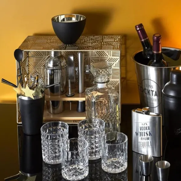 Barudstyrssæt>Cocktailsæt med bambusbakke