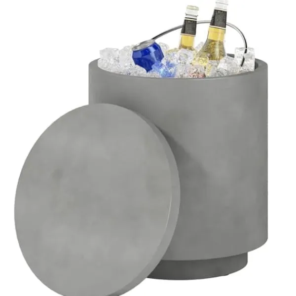 Isspande & Kølere>Cool Bar sidebord med aftagelig top, 10 L drikkekøler, bistrobord til fest/camping, lysegrå