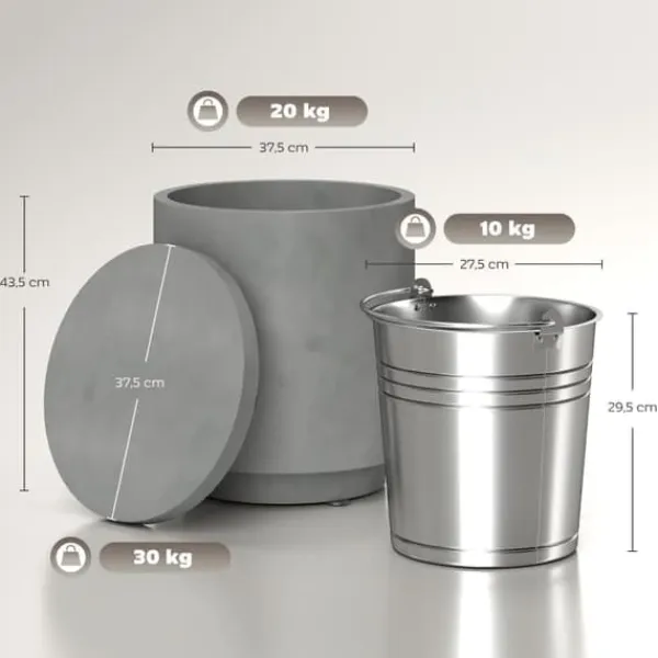 Isspande & Kølere>Cool Bar sidebord med aftagelig top, 10 L drikkekøler, bistrobord til fest/camping, lysegrå