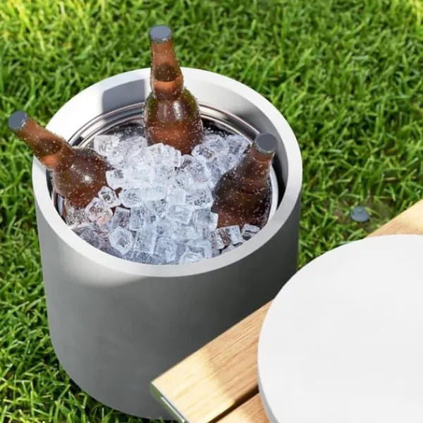 Isspande & Kølere>Cool Bar sidebord med aftagelig top, 10 L drikkekøler, bistrobord til fest/camping, lysegrå