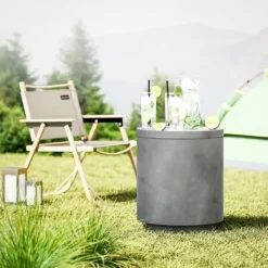 Cool Bar sidebord med aftagelig top, 10 L drikkekøler, bistrobord til fest/camping, lysegrå New