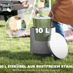 Cool Bar sidebord med aftagelig top, 10 L drikkekøler, bistrobord til fest/camping, lysegrå New