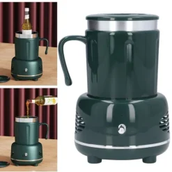 Cooler Warmer Cup Snabbkylning Uppvärmning Enkel kontroll Böjt handtag Halkskyddade kuddar Kaffevärmare för kaffebjörn Flaska Grön