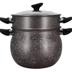 Madlavningsmaskiner>Couscoussier - MENASTYL - 6020033 - Marmorlook aluminium - 9 liter - Velegnet til alle varmekilder inklusive induktion