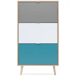 Tøj- & Garderobeopbevaring>CUBA Skoskåp 18 par - Sonoma ek och ljusgrå dekor - L 70 x D 24 x H 127 cm