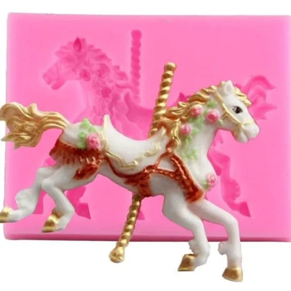 3D Karruselhest Silikoneform - Non-stick Fondantform til Kagedekoration og Chokoladebagning Discount