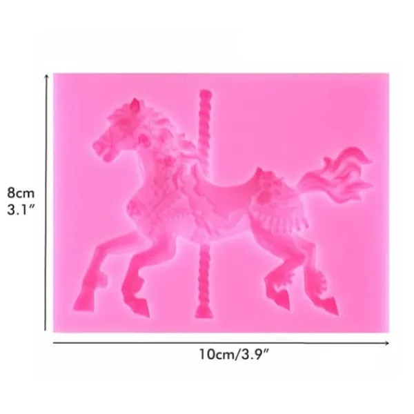 3D Karruselhest Silikoneform - Non-stick Fondantform til Kagedekoration og Chokoladebagning Discount
