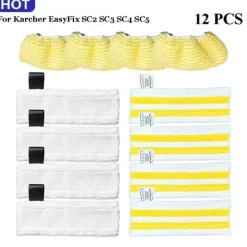 Rengøringsudstyr>Dampmop Klud, Genanvendelig Mikrofiber, Kompatibel med Karcher EasyFix SC2 SC5,12 stk