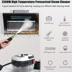 Damprenser - Bærbar Højtryksdamprenser - 2500 W - Tryksat Højtemperaturdamp - 220 V EU-stik - CE-godkendt - Mod Fedt & Pletter - Hvid Online