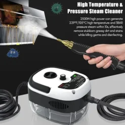 Damprenser - Bærbar Højtryksdamprenser - 2500 W - Tryksat Højtemperaturdamp - 220 V EU-stik - CE-godkendt - Mod Fedt & Pletter - Hvid Online