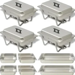 4-delt fyrfadesæt i rustfrit stål - Ideelt til catering og arrangementer | Farve: Stål | Størrelse: Standard gastronome mål Online