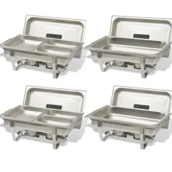 4-delt fyrfadesæt i rustfrit stål - Ideelt til catering og arrangementer | Farve: Stål | Størrelse: Standard gastronome mål Online