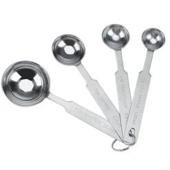 Målebægere & Måleskeer>4-delte måleskeer i rustfrit stål til tørre og flydende ingredienser