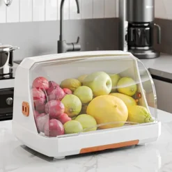 Opvaskestativer & Tørrestativer>Desktop kop opbevaringsstativ Støvtæt bordplade Multipurpope tørrestativ med låg til glas Te kop skål mælkeflasker Orange