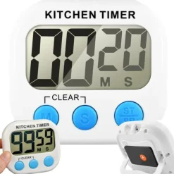 Æggeure>Digital Køkken Timer med Magnet og Tydelig Skærm - Elektronisk Ur til Madlavning