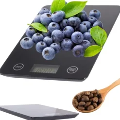 Digital køkkenvægt glas 5kg/1g brevvægt sort Sale