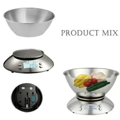 Digital køkkenvægt i rustfrit stål med skål - 5000g kapacitet, præcis måling kompatibel med alle køkkener Online