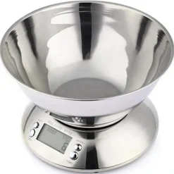 Digital køkkenvægt i rustfrit stål med skål - 5000g kapacitet, præcis måling kompatibel med alle køkkener Online
