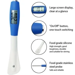 Køkkentermometre>Digital Spatel Madtermometer - Blåt og Hvidt Design