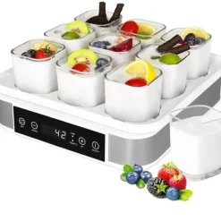 Digital Yoghurtmaskine, 9 Portionsglas, Temperatur- og Tidskontrol Hot