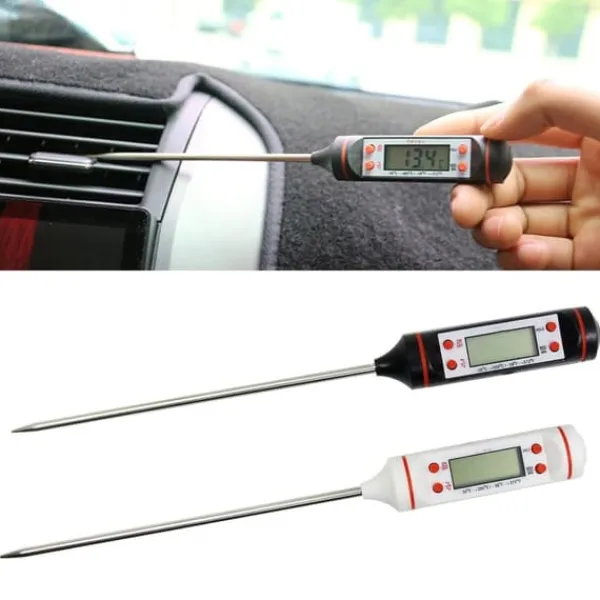 Køkkentermometre>Digitale madlavningstermometre med lang sonde til køkkenbrug, øjeblikkelig aflæsning, præcis digital temperaturmåler, hvid