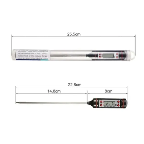Køkkentermometre>Digitale madlavningstermometre med lang sonde til køkkenbrug, øjeblikkelig aflæsning, præcis digital temperaturmåler, hvid