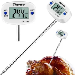 Køkkentermometre>Digitalt stegetermometer | Køkkentermometer til Food, BBQ & Liquids White