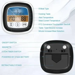 Køkkentermometre>Digitalt stegetermometer med letlæselig berøringsskærm og alarm