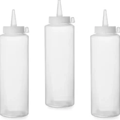 Dispenserflaske til kolde saucer, sæt med 3 stk. - gennemsigtig 0,2L - HENDI 558058 Clearance