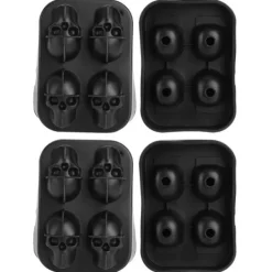 Distinct silikone isterningbakker med kranieform - sæt med 2, 4 gitre, perfekt til hjemmebaren Hot