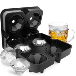 Isforme>DIY Diamant isterningform - 4 steder, sort