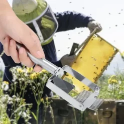 Dobbeltnål Rustfrit Stål Bikube Afdækningsgaffel Skraber Skovl Biavl Biavlerværktøj New