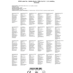 Flaskepropper>Dosering Bottle Master 3000, for 0,5 - 1,5 liter flasker, tud, forkromet, Serveringsmængde:50 ml