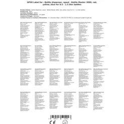 Dosering Bottle Master 3000 rød, gul, blå for 0,5 - 1,5 liter flasker, tud 2 cl, Farveflaske Master 3000:gul Clearance