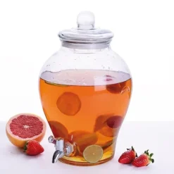 Drikke dispenser, glas, 23x35 cm, genanvendelig, sikker låg, bred åbning New